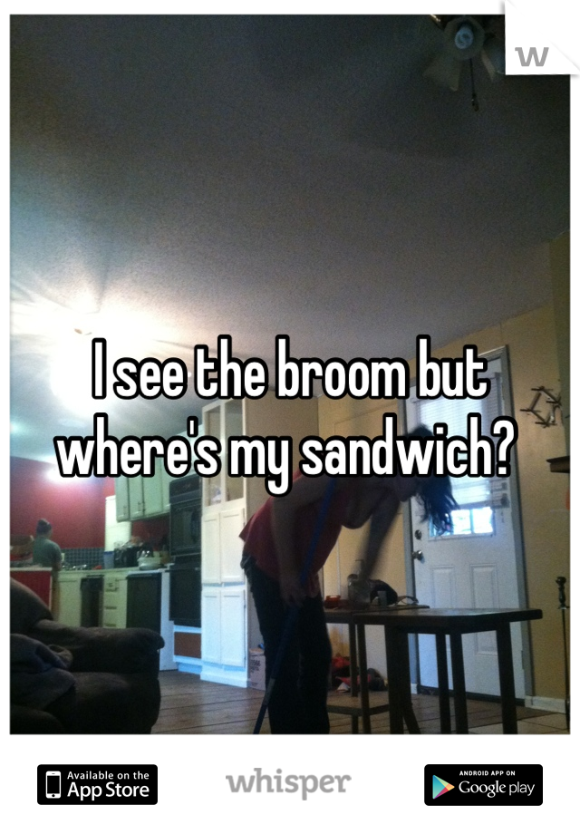 I see the broom but where's my sandwich? 

