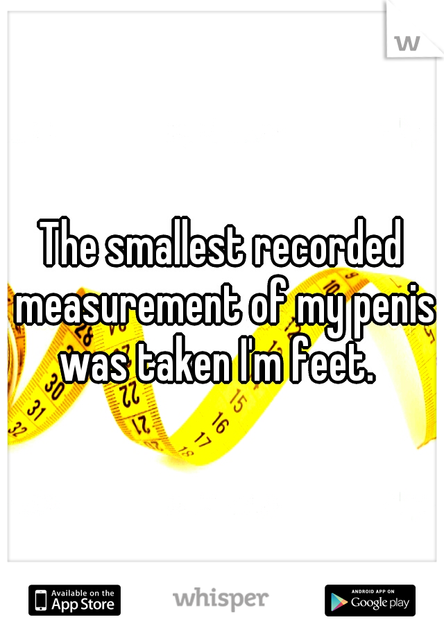 The smallest recorded measurement of my penis was taken I'm feet.  