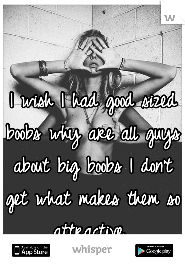 I wish I had good sized boobs why are all guys about big boobs I don't get what makes them so attractive 