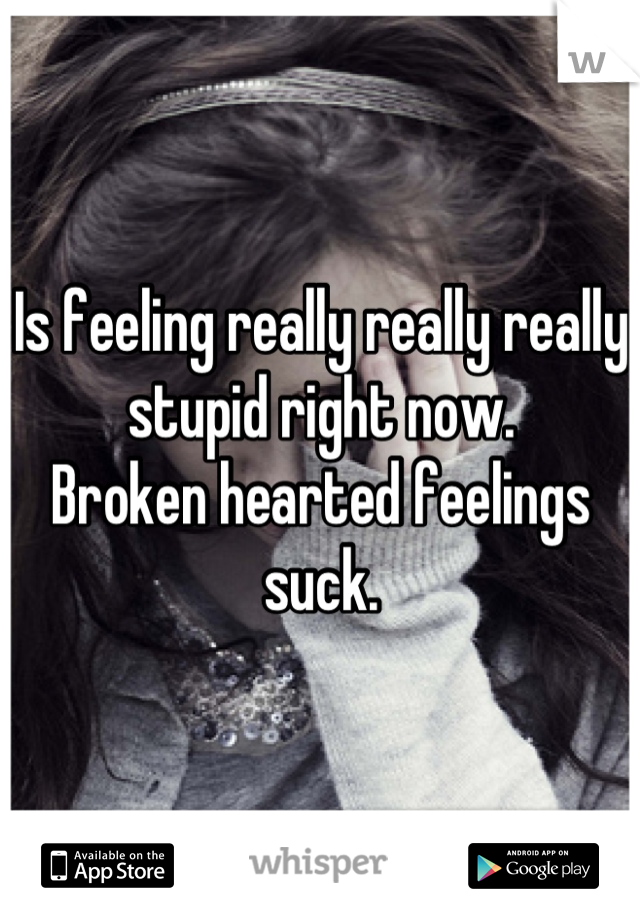 Is feeling really really really stupid right now. 
Broken hearted feelings suck.