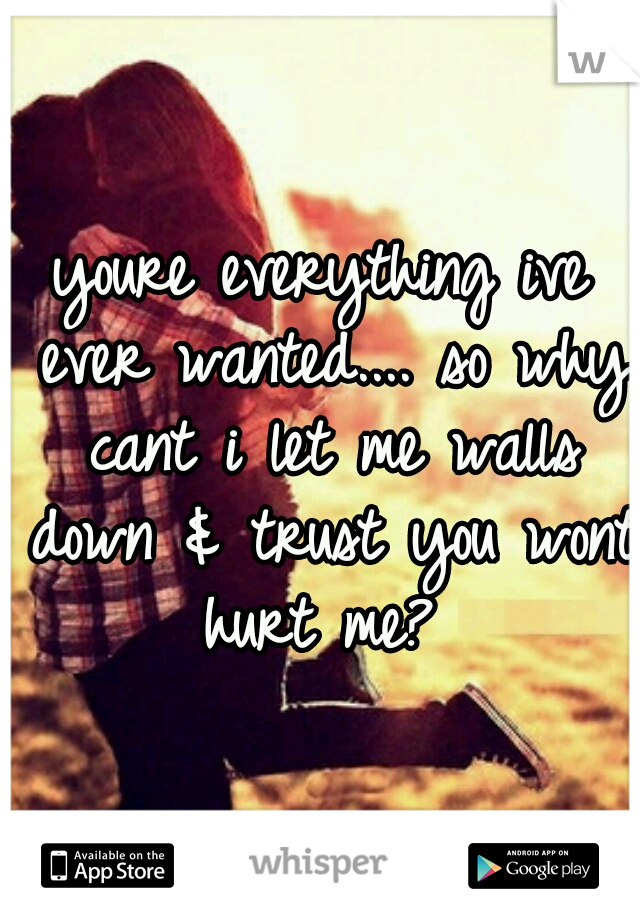 youre everything ive ever wanted.... so why cant i let me walls down & trust you wont hurt me? 