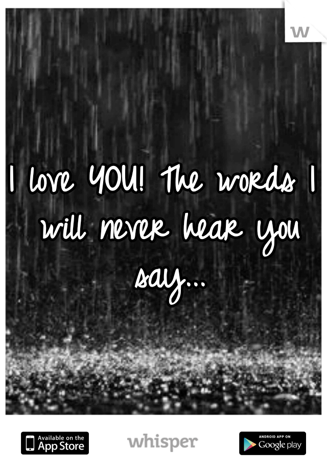 I love YOU! The words I will never hear you say...
