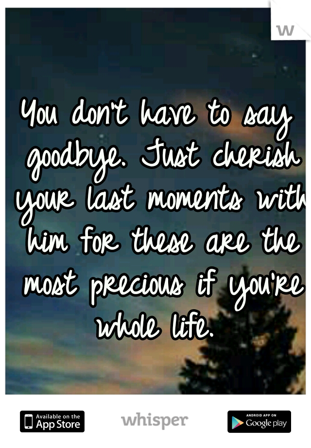 You don't have to say goodbye. Just cherish your last moments with him for these are the most precious if you're whole life. 