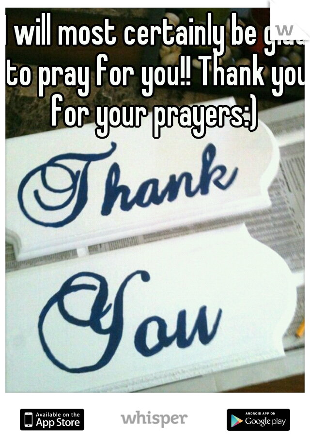 I will most certainly be glad to pray for you!! Thank you for your prayers:) 
