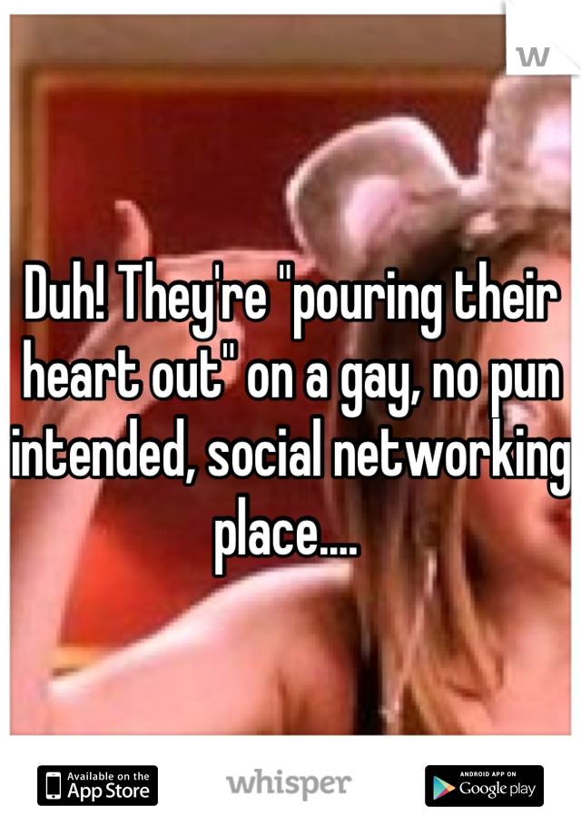 Duh! They're "pouring their heart out" on a gay, no pun intended, social networking place.... 