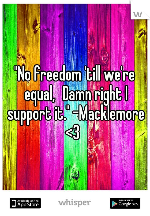 "No freedom 'till we're equal,
Damn right I support it." -Macklemore <3
