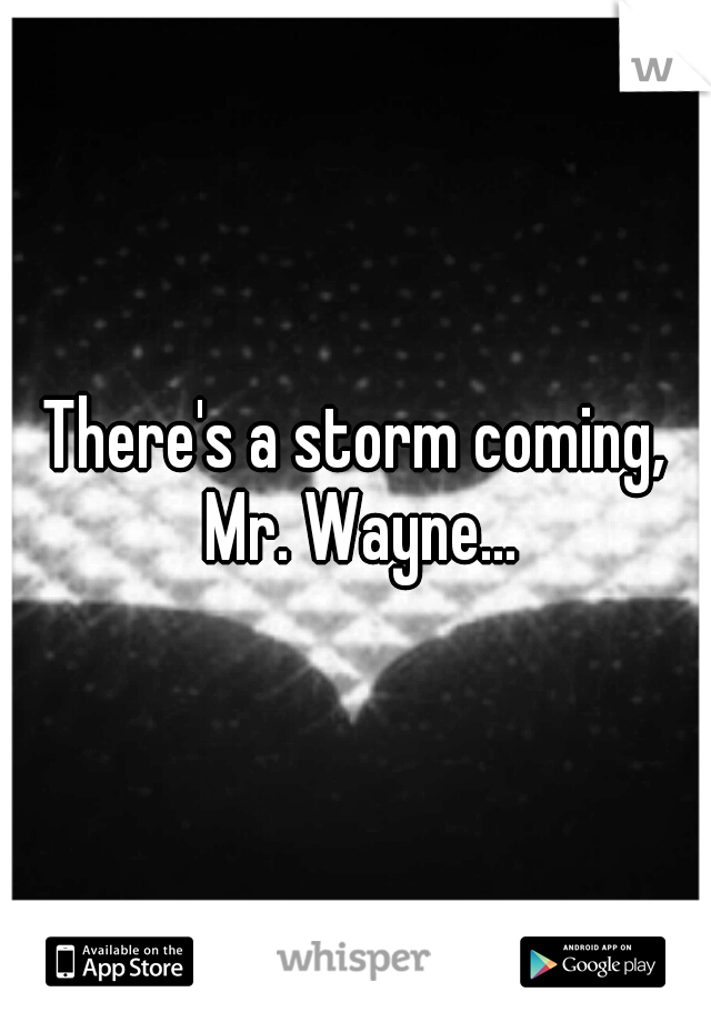 There's a storm coming, Mr. Wayne...