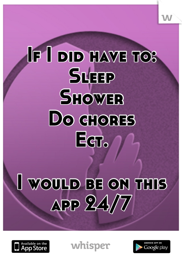 If I did have to:
Sleep
Shower
Do chores
Ect.

I would be on this app 24/7