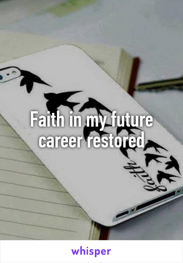 Faith in my future career restored