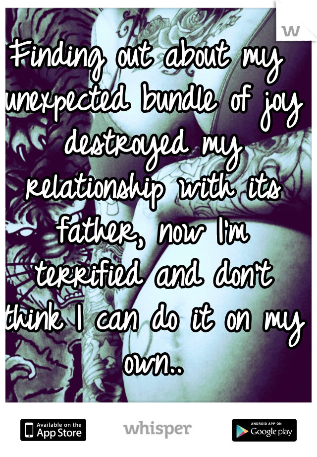 Finding out about my unexpected bundle of joy destroyed my relationship with its father, now I'm terrified and don't think I can do it on my own..