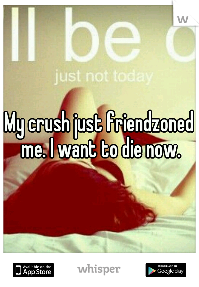 My crush just friendzoned me. I want to die now.