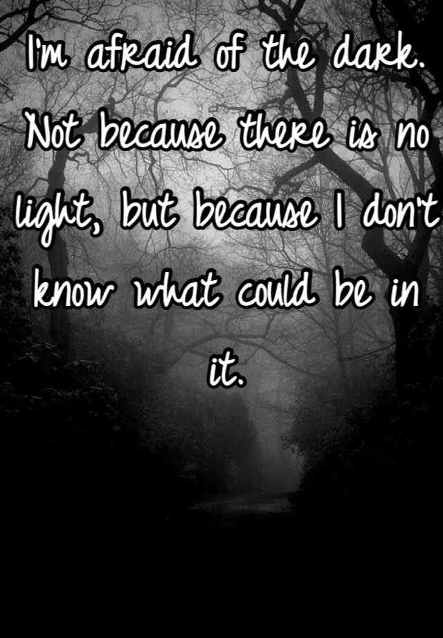 I M Afraid Of The Dark Not Because There Is No Light But Because I Don T Know What Could Be In It