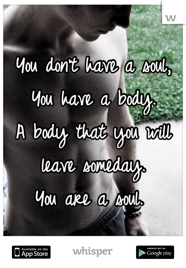 You don't have a soul,
You have a body. 
A body that you will leave someday. 
You are a soul. 