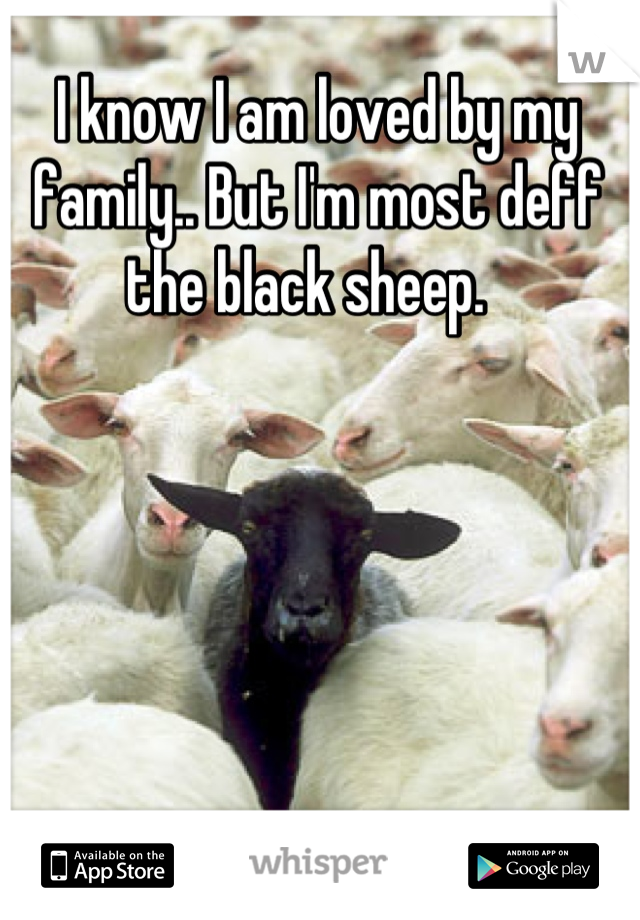 I know I am loved by my family.. But I'm most deff the black sheep.  