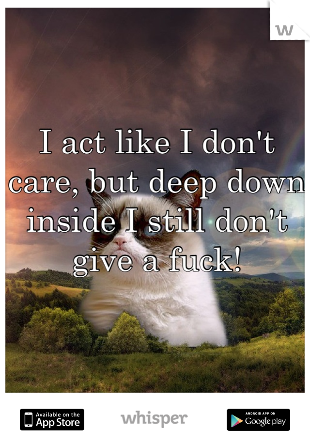 I act like I don't care, but deep down inside I still don't give a fuck!