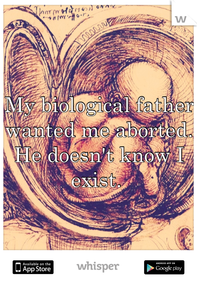 My biological father wanted me aborted. He doesn't know I exist. 