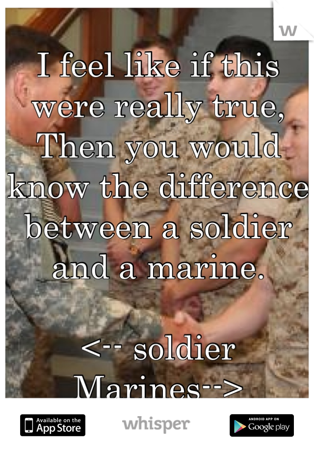 I feel like if this were really true, 
Then you would know the difference between a soldier and a marine.

<-- soldier
Marines-->