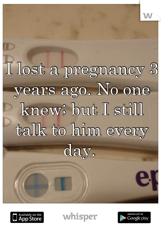 I lost a pregnancy 3 years ago. No one knew; but I still talk to him every day. 