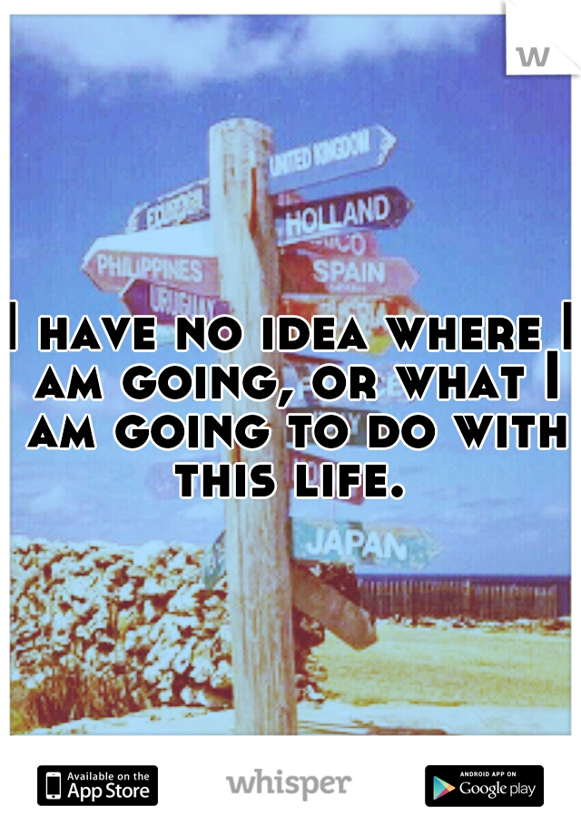 I have no idea where I am going, or what I am going to do with this life. 
