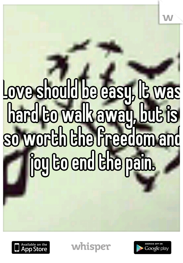 Love should be easy, It was hard to walk away, but is so worth the freedom and joy to end the pain.