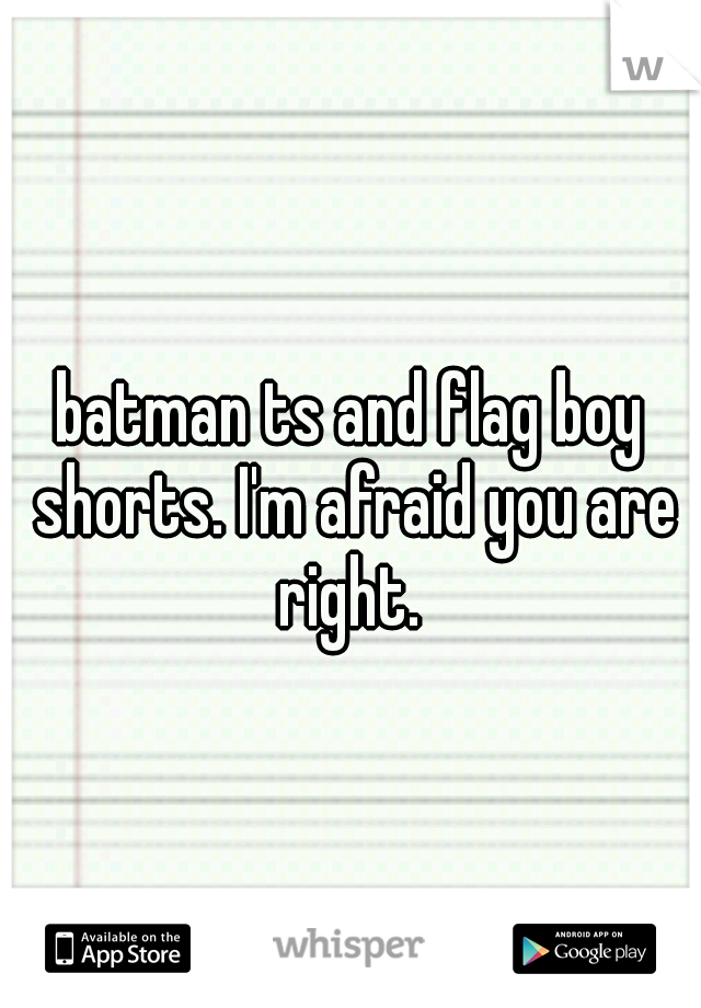 batman ts and flag boy shorts. I'm afraid you are right. 