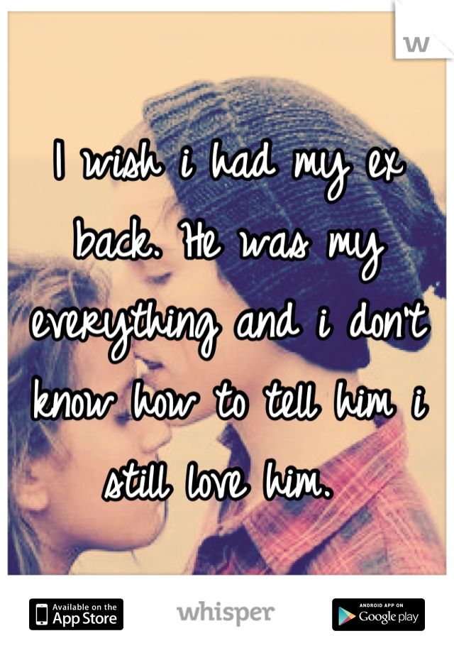 I wish i had my ex back. He was my everything and i don't know how to tell him i still love him. 
