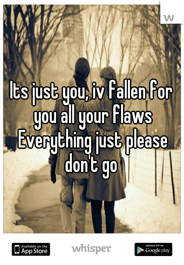 Its just you, iv fallen for you all your flaws Everything just please don't go 