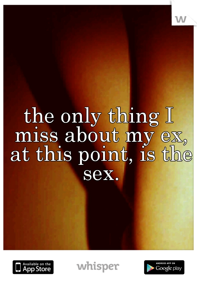 the only thing I miss about my ex, at this point, is the sex.