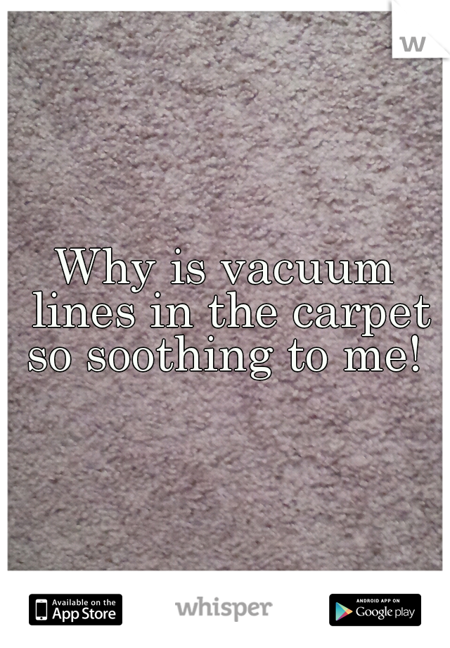 Why is vacuum lines in the carpet so soothing to me! 