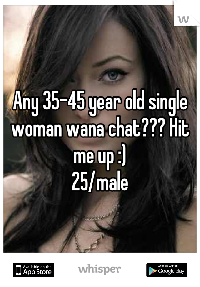 Any 35-45 year old single woman wana chat??? Hit me up :)  
25/male