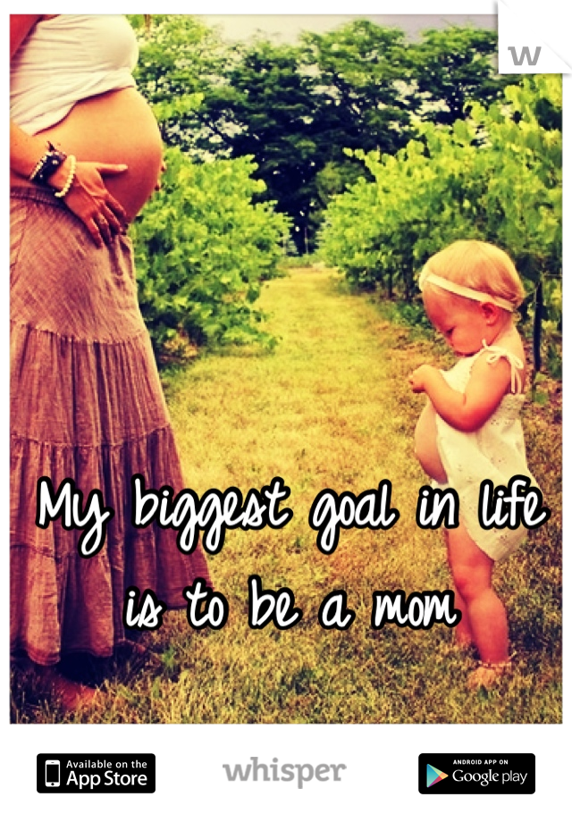My biggest goal in life is to be a mom