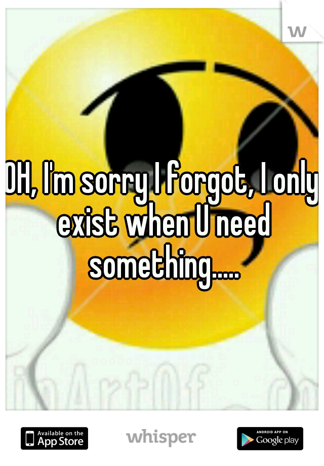 OH, I'm sorry I forgot, I only exist when U need something.....