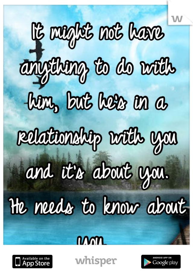 It might not have anything to do with him, but he's in a relationship with you and it's about you. 
He needs to know about you. 