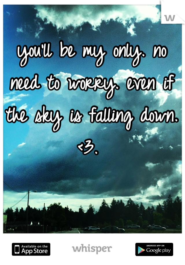 you'll be my only. no need to worry. even if the sky is falling down. <3. 