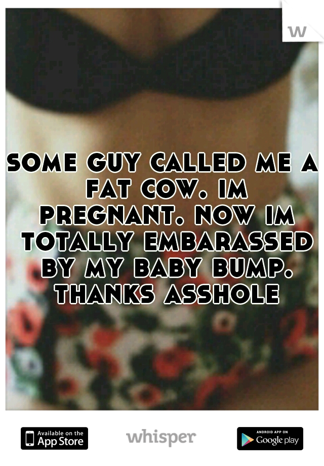 some guy called me a fat cow. im pregnant. now im totally embarassed by my baby bump. thanks asshole