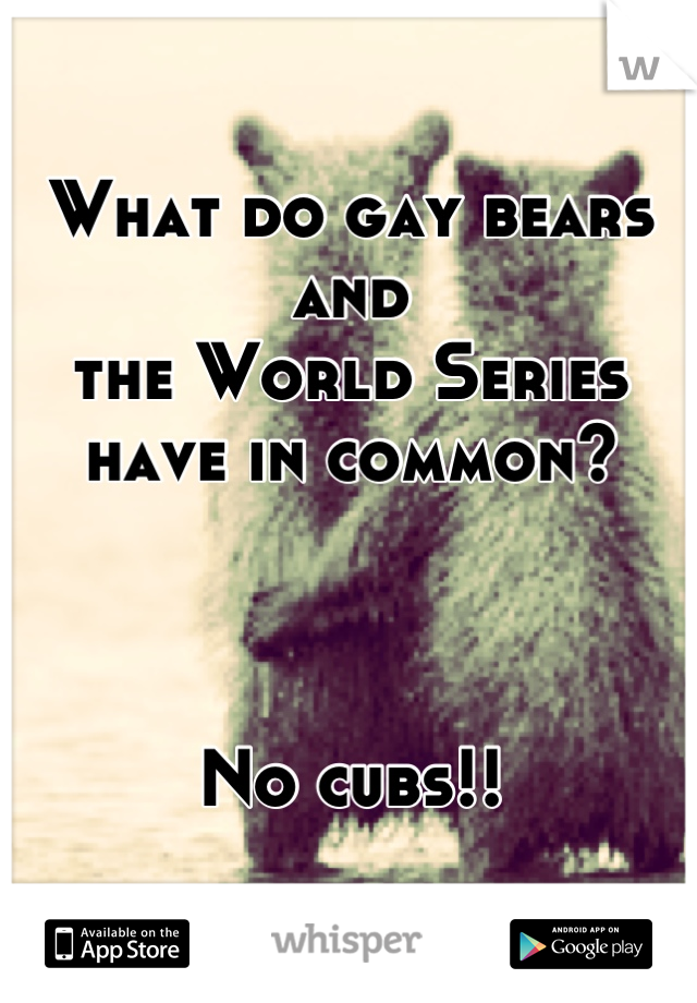 What do gay bears and 
the World Series 
have in common?



No cubs!!