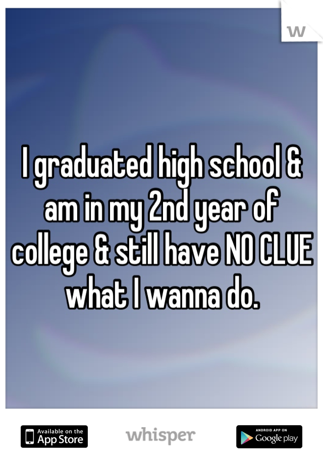I graduated high school & am in my 2nd year of college & still have NO CLUE what I wanna do.