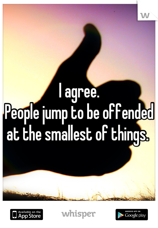 I agree. 
People jump to be offended at the smallest of things. 
