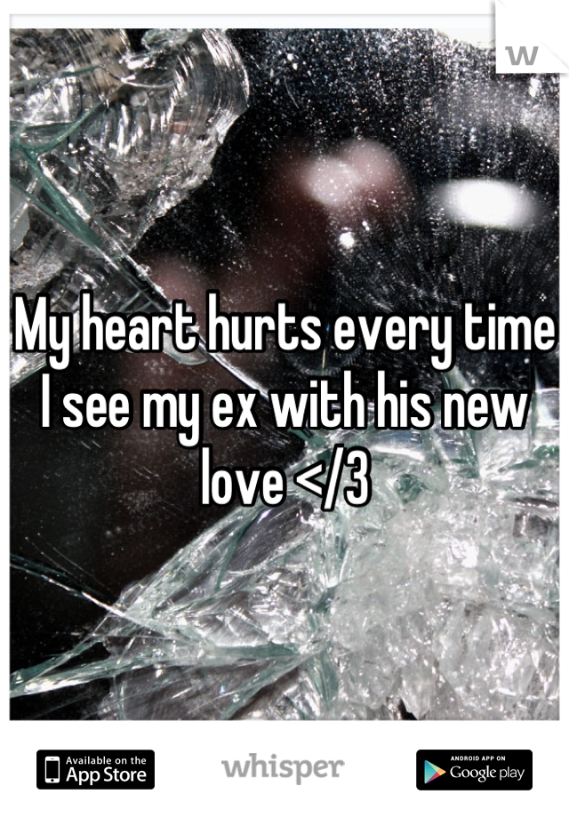 My heart hurts every time I see my ex with his new love </3