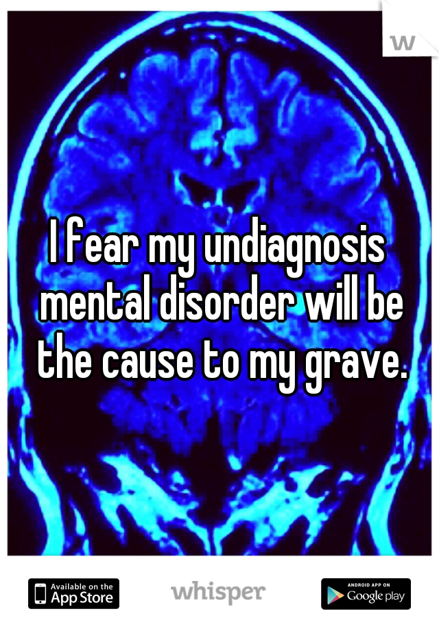 I fear my undiagnosis mental disorder will be the cause to my grave.