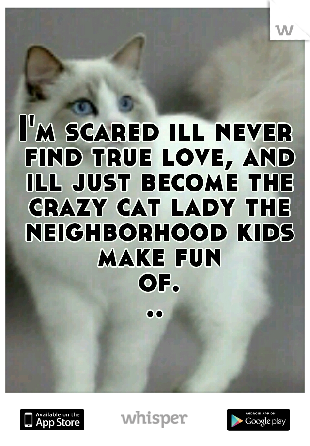 I'm scared ill never find true love, and ill just become the crazy cat lady the neighborhood kids make fun of...