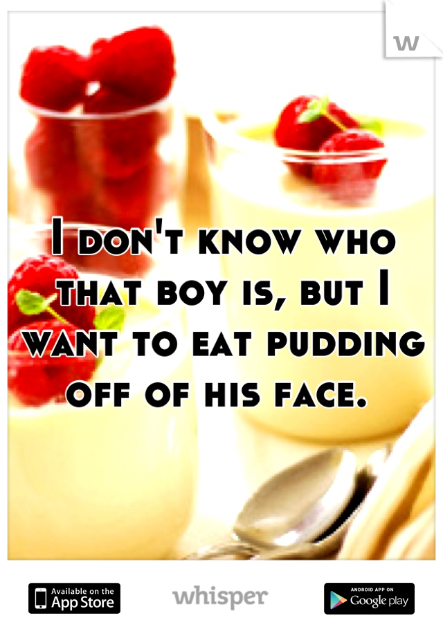 I don't know who that boy is, but I want to eat pudding off of his face. 