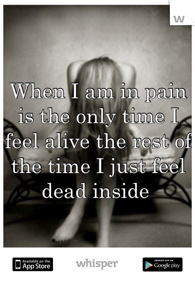 When I am in pain is the only time I feel alive the rest of the time I just feel dead inside 