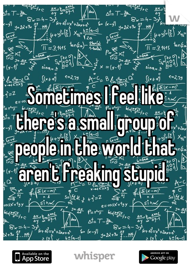 Sometimes I feel like there's a small group of people in the world that aren't freaking stupid. 