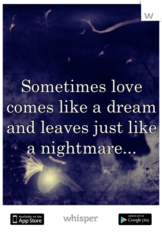 Sometimes love comes like a dream and leaves just like a nightmare...