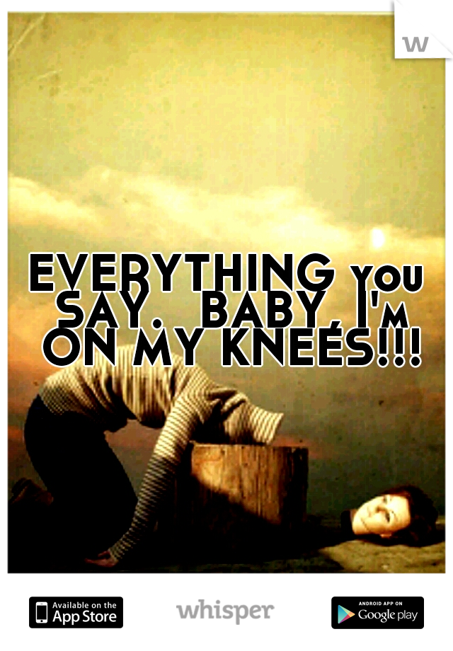 EVERYTHING you SAY. 
BABY, I'm ON MY KNEES!!!