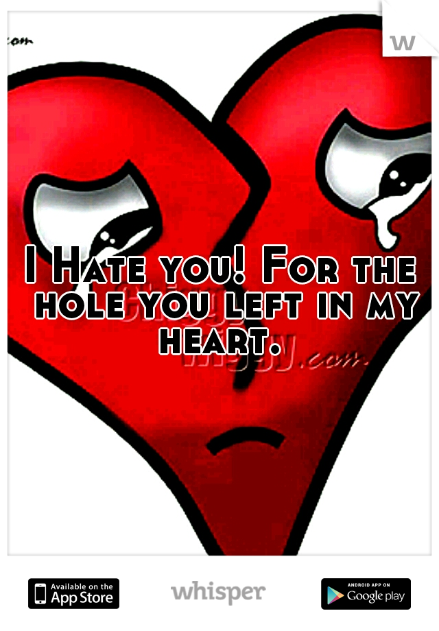 I Hate you! For the hole you left in my heart. 