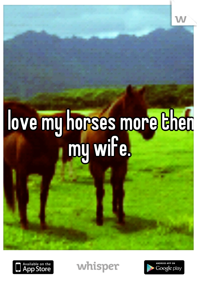 I love my horses more then my wife.