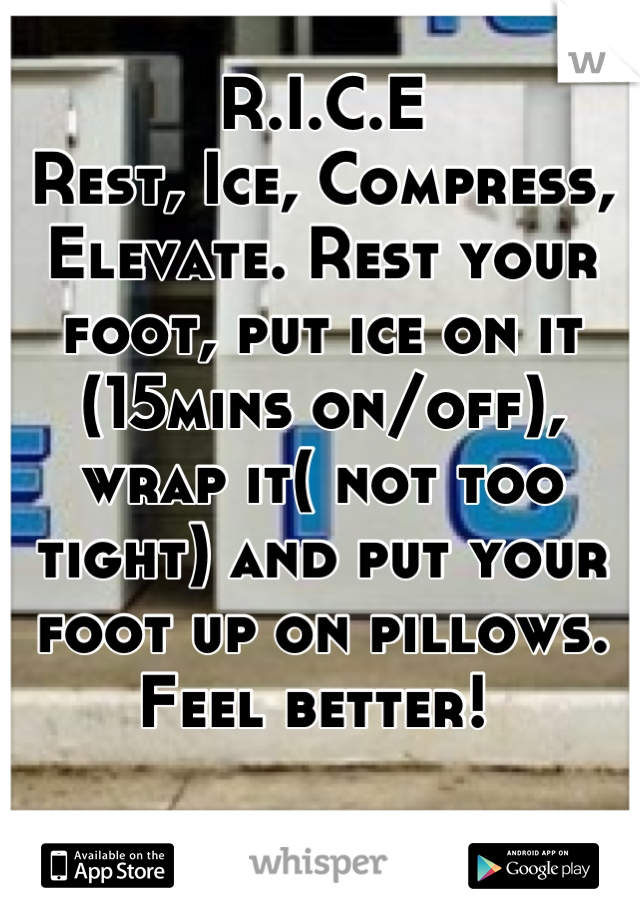 R.I.C.E 
Rest, Ice, Compress, Elevate. Rest your foot, put ice on it (15mins on/off), wrap it( not too tight) and put your foot up on pillows. Feel better! 