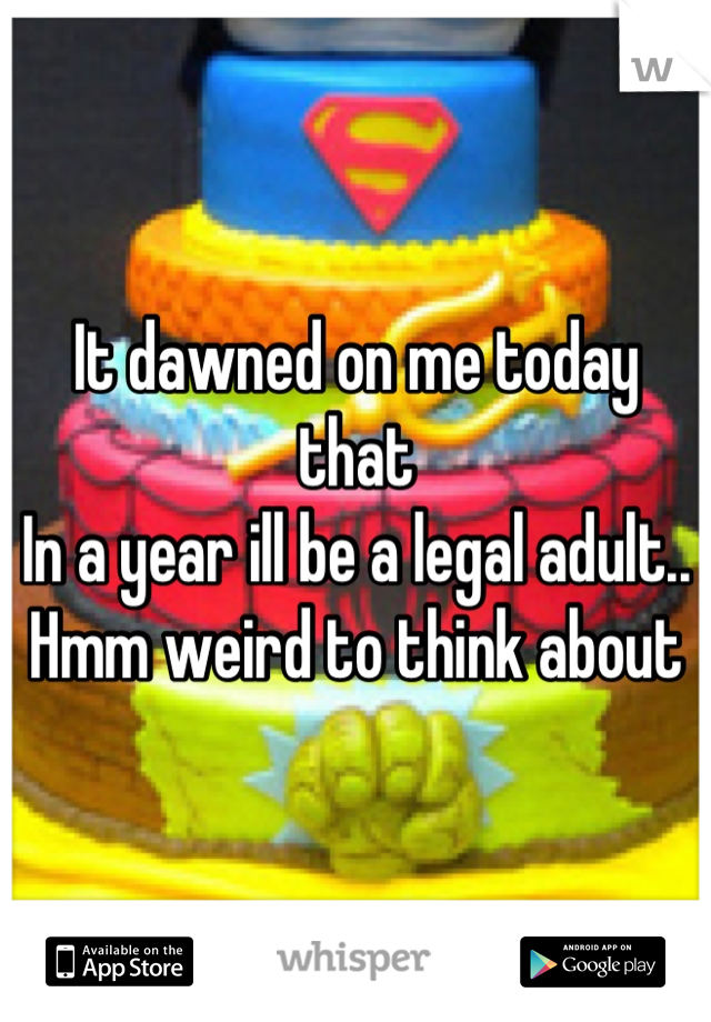 It dawned on me today that
In a year ill be a legal adult.. Hmm weird to think about